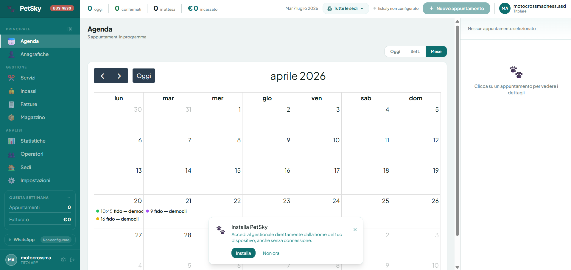 agenda_petsky Dashboard