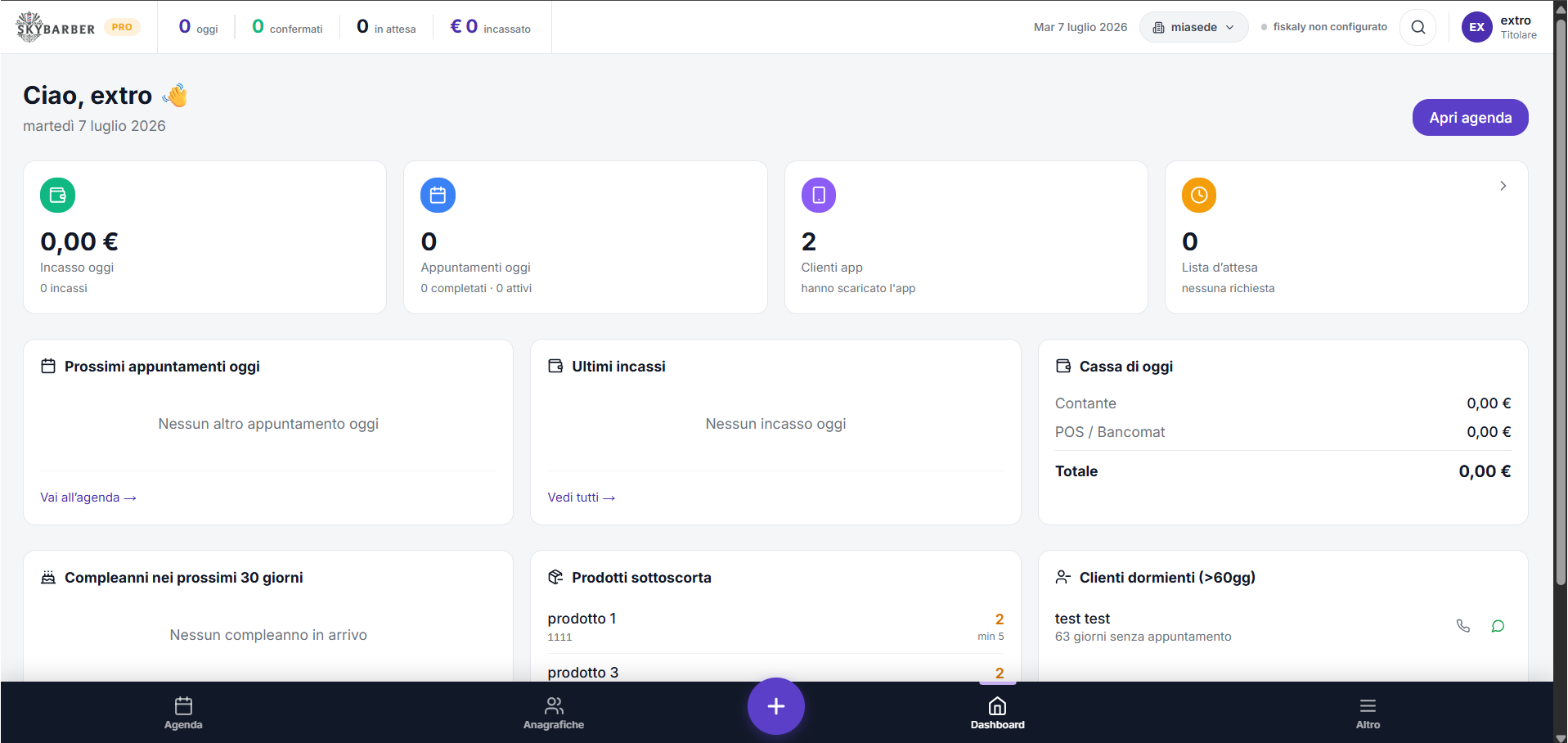 Dashboard SkyBarber Dashboard